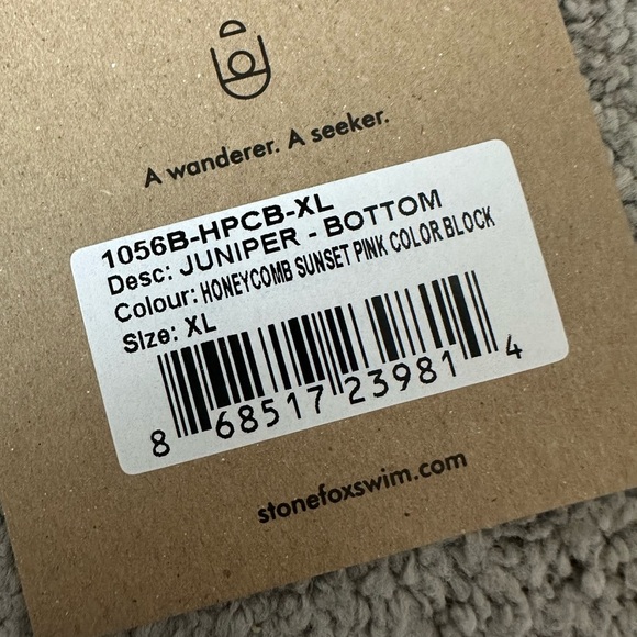 Stone Fox Swim The Juniper Bottom High-Waist Bikini Honeycomb Sunset Pink Large - Picture 7 of 7